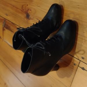 Mia Black Leather Booties